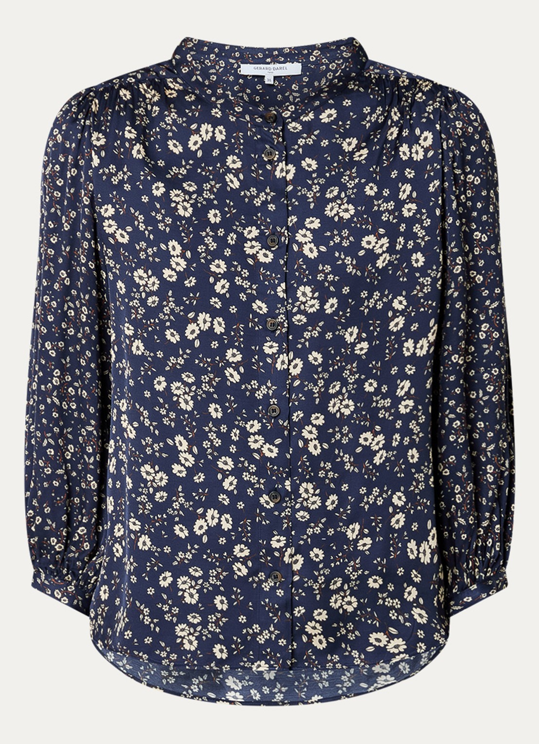 Gerard Darel Anaelle blouse met bloemenprint - voorkant 3 donkerblauw