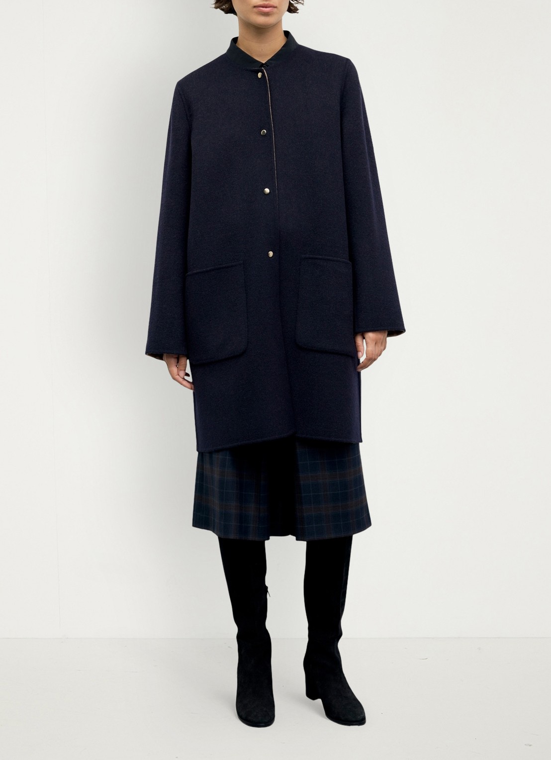 Gerard Darel Anai reversible jas van wol met opgestikte zakken - detail 4 blauw
