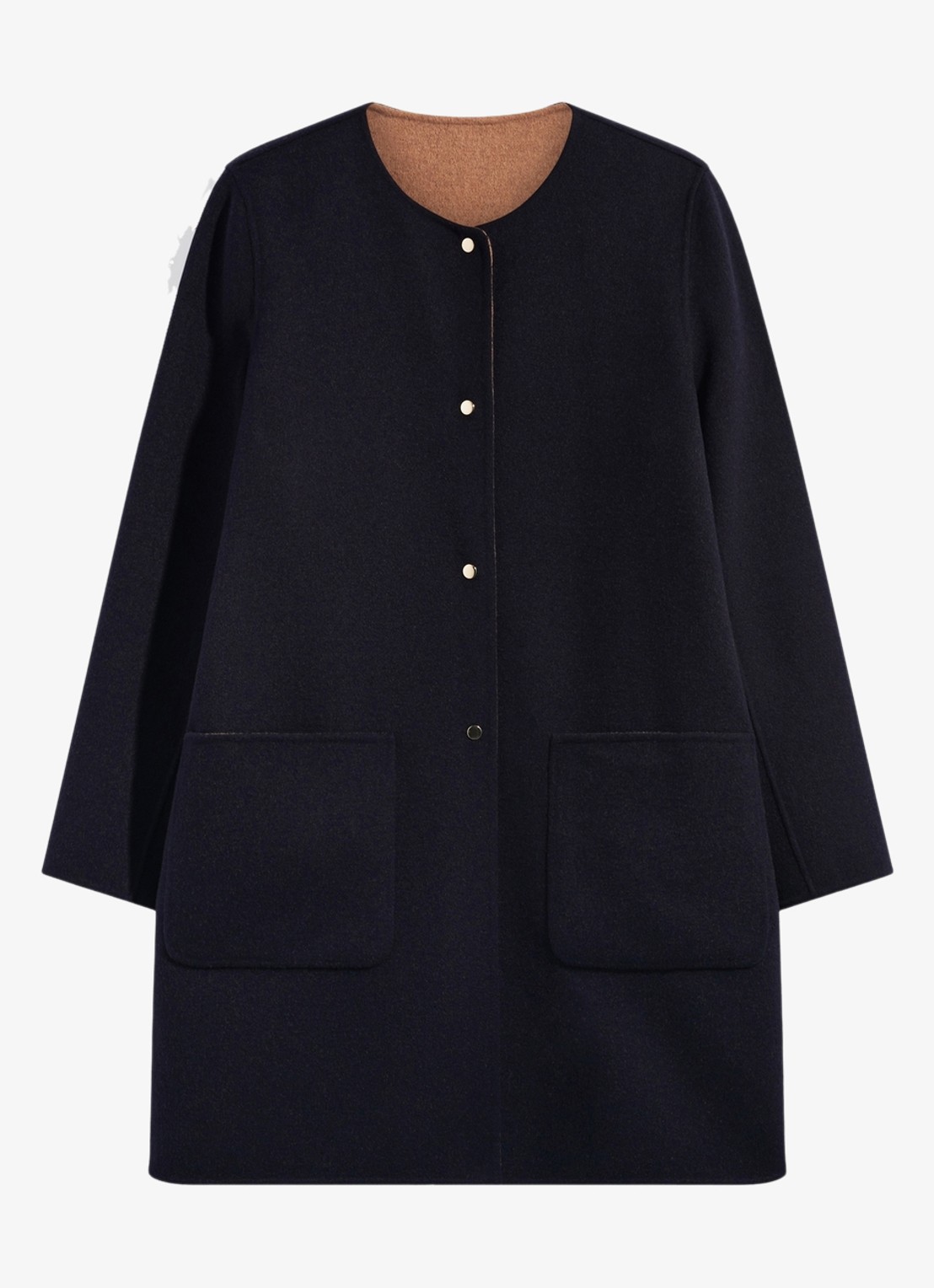 Gerard Darel Anai reversible jas van wol met opgestikte zakken - voorkant 2 blauw