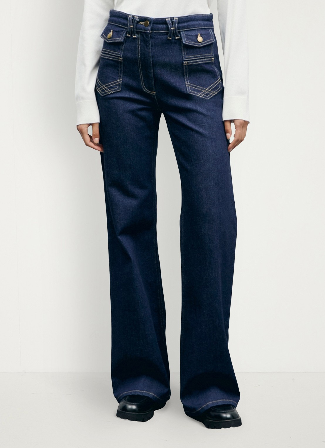 Gerard Darel Anna high waist flared jeans met donkere wassing - detail 4 indigo