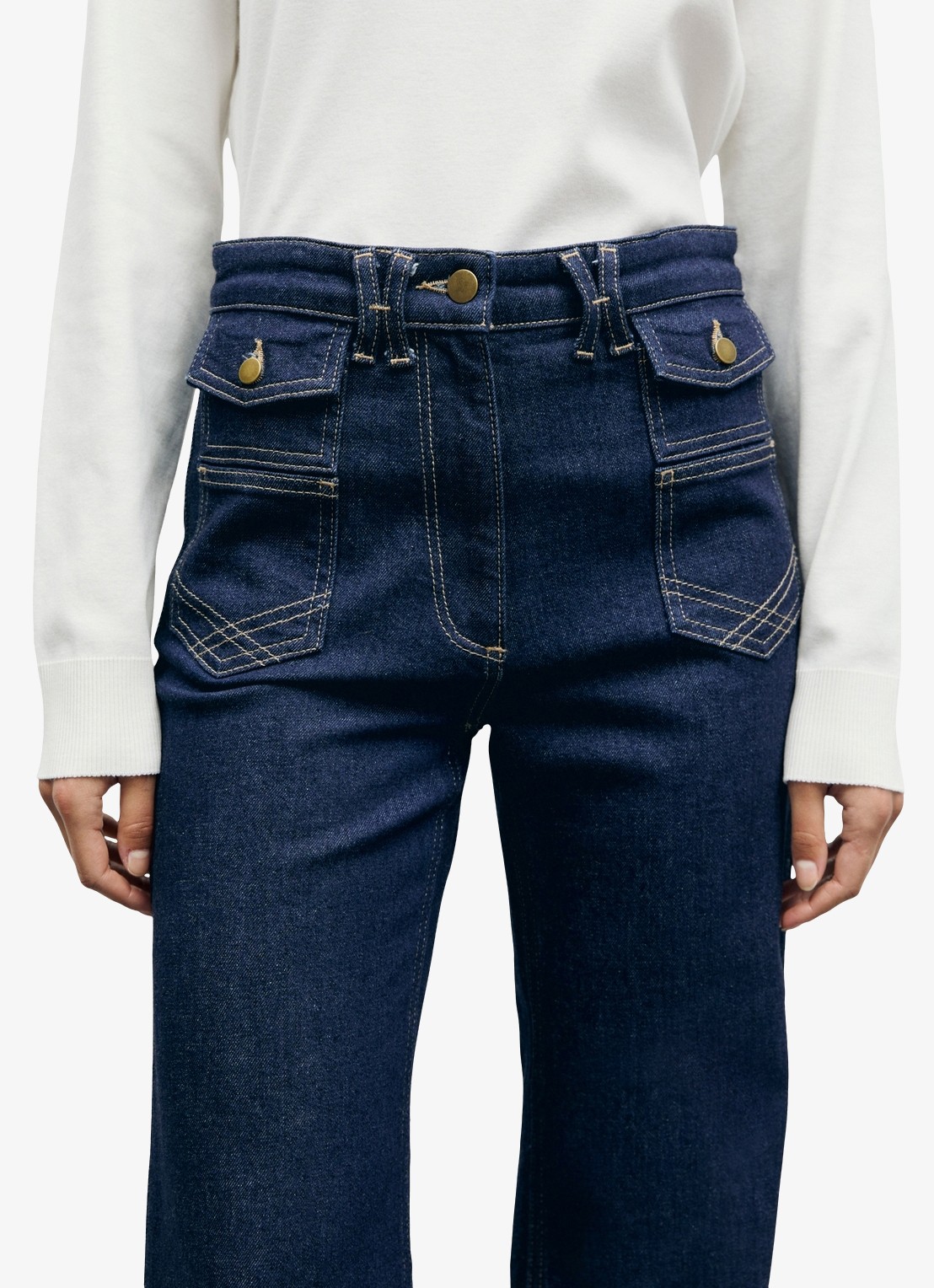 Gerard Darel Anna high waist flared jeans met donkere wassing - detail 5 indigo
