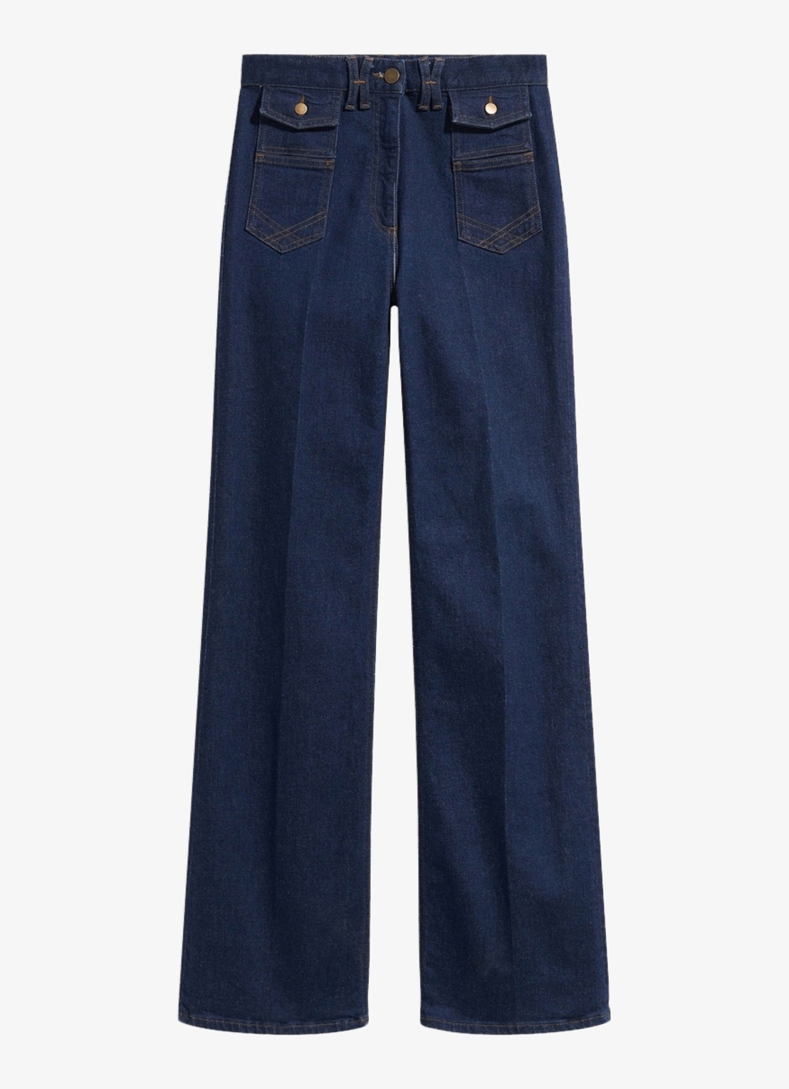 Gerard Darel Anna high waist flared jeans met donkere wassing - voorkant indigo