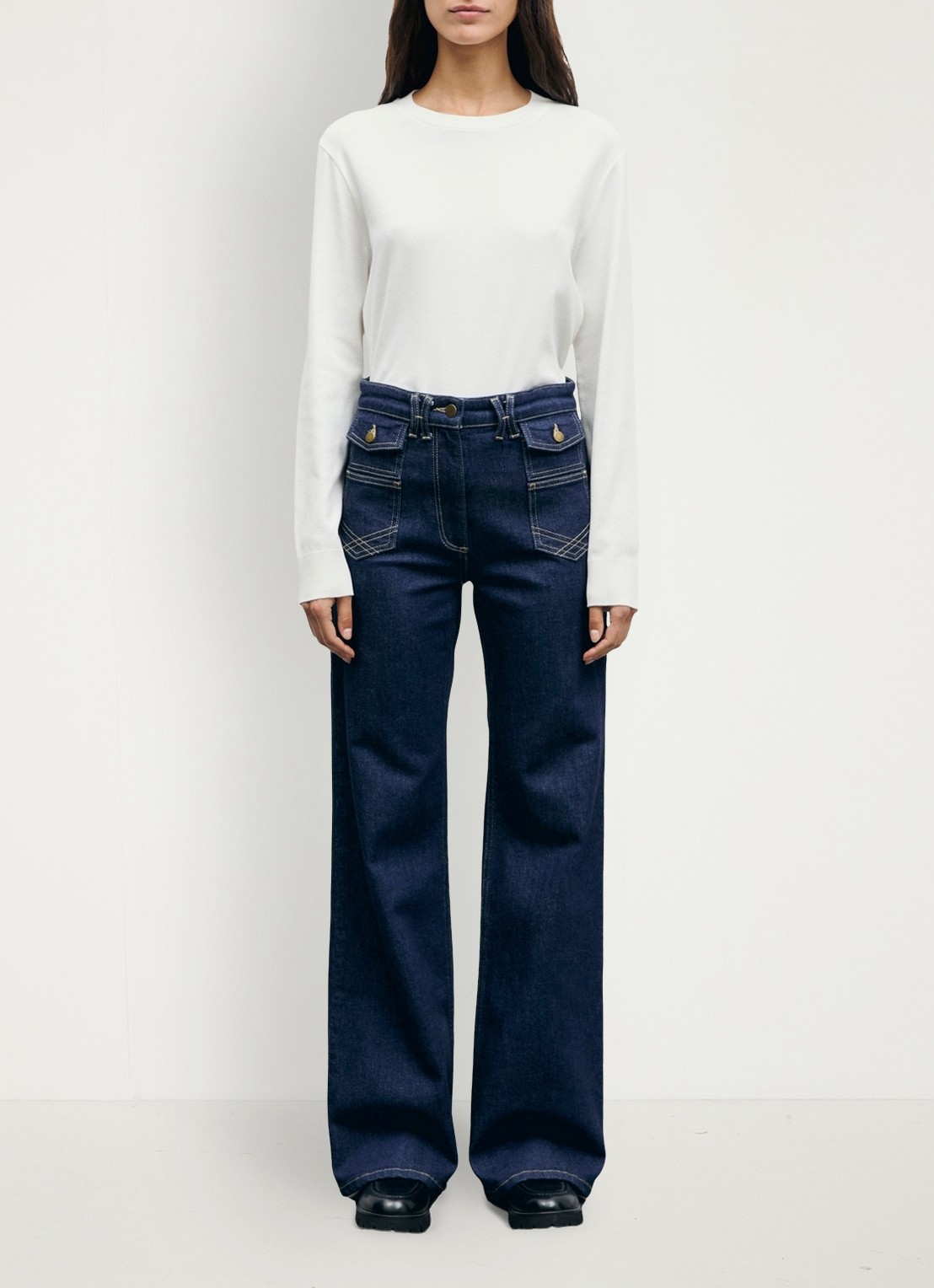 Gerard Darel Anna high waist flared jeans met donkere wassing - voorkant 2 indigo