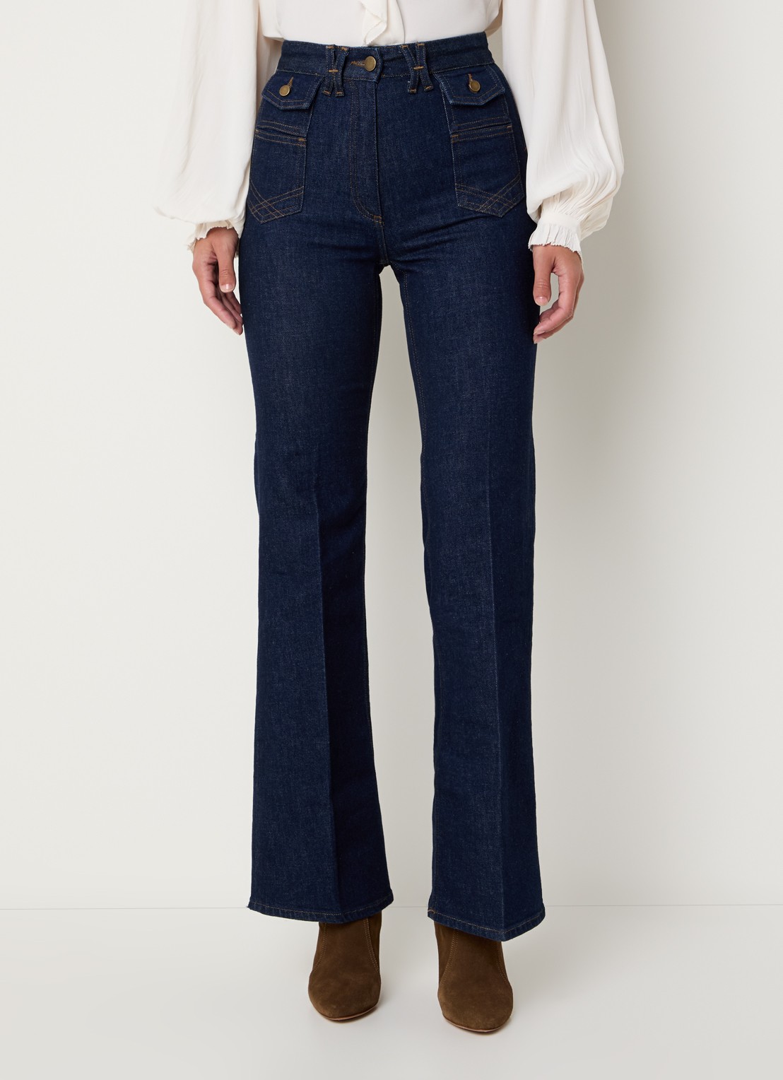 Gerard Darel Anna high waist flared jeans met donkere wassing - detail 6 indigo