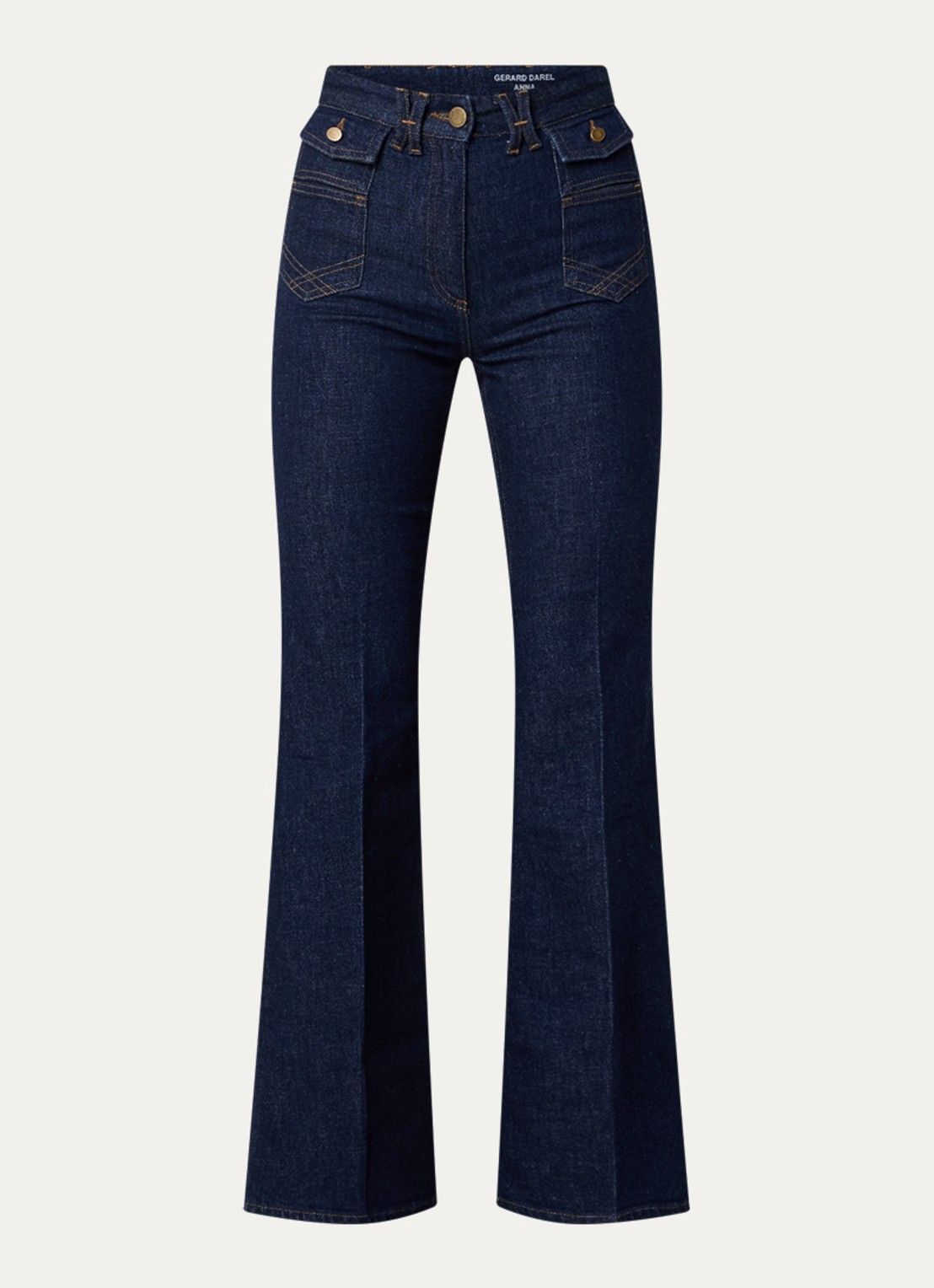 Gerard Darel Anna high waist flared jeans met donkere wassing - voorkant 3 indigo