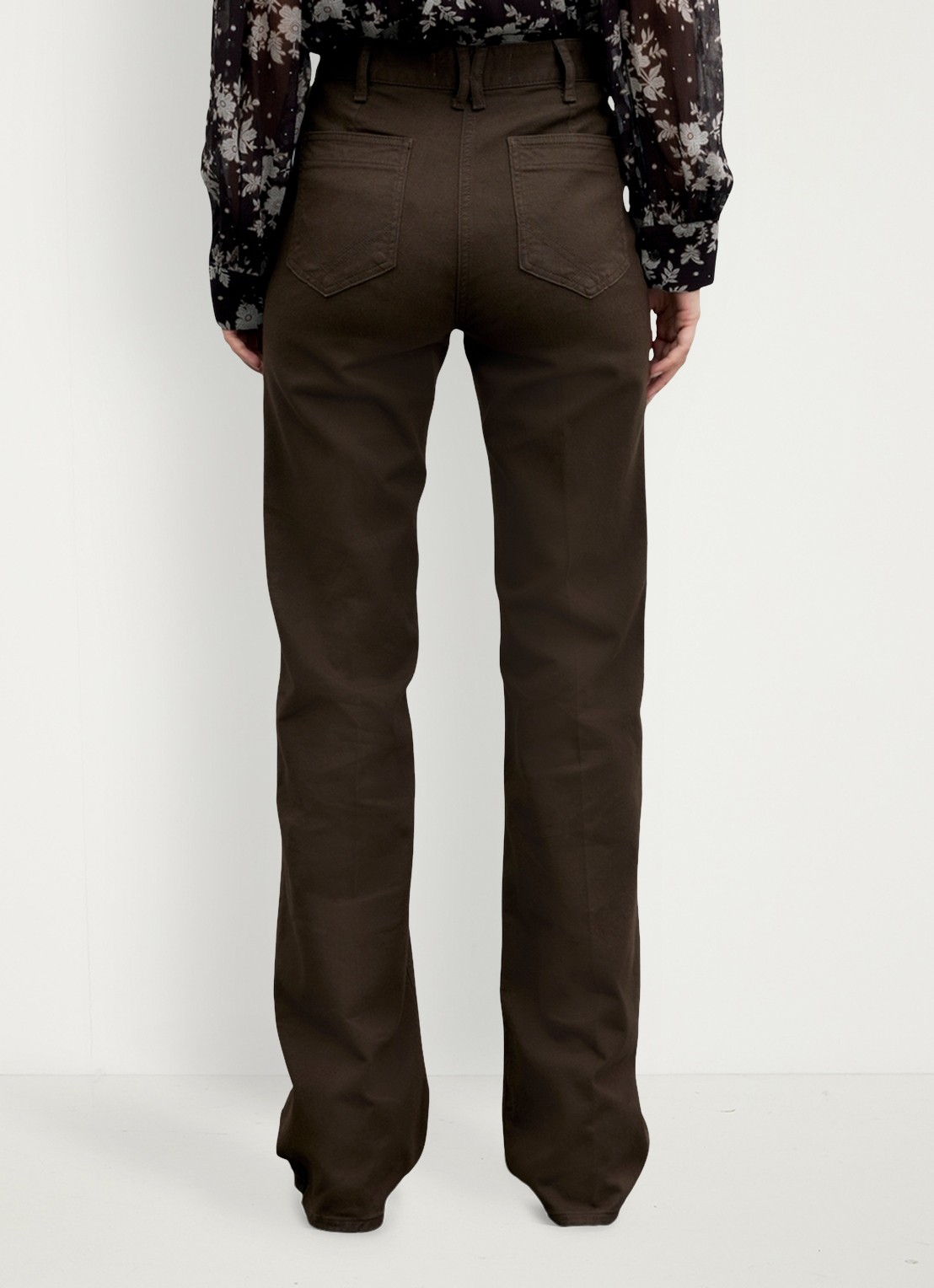Gerard Darel Anna high waist flared jeans met klepzakken - achterkant 3 bruin