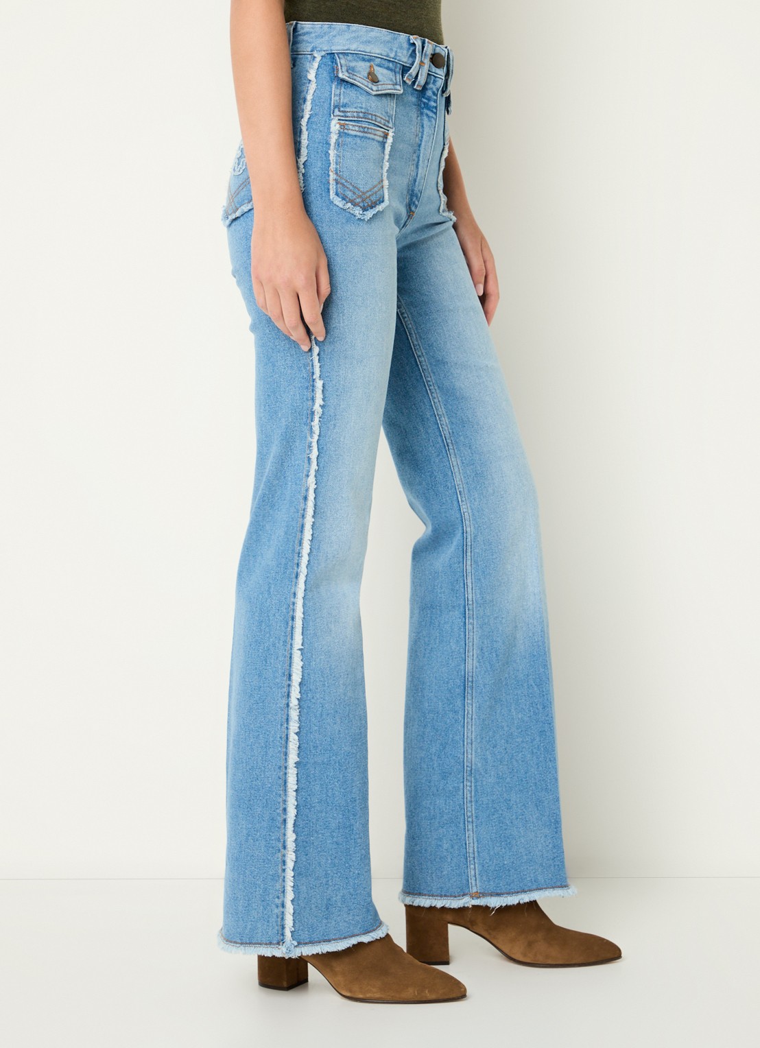 Gerard Darel Anna high waist flared jeans met lichte wassing - detail 3 indigo