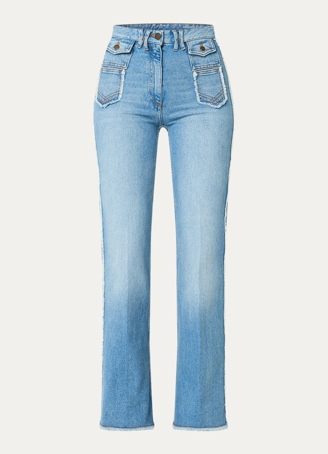 Gerard Darel Anna high waist flared jeans met lichte wassing - voorkant 4 indigo