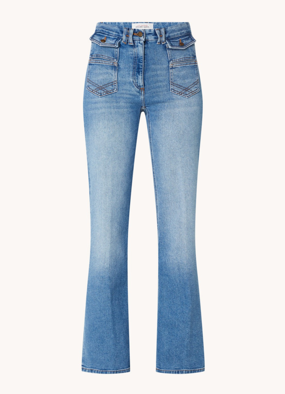Gerard Darel Anna high waist flared jeans met opgestikte zakken  - voorkant 2 indigo