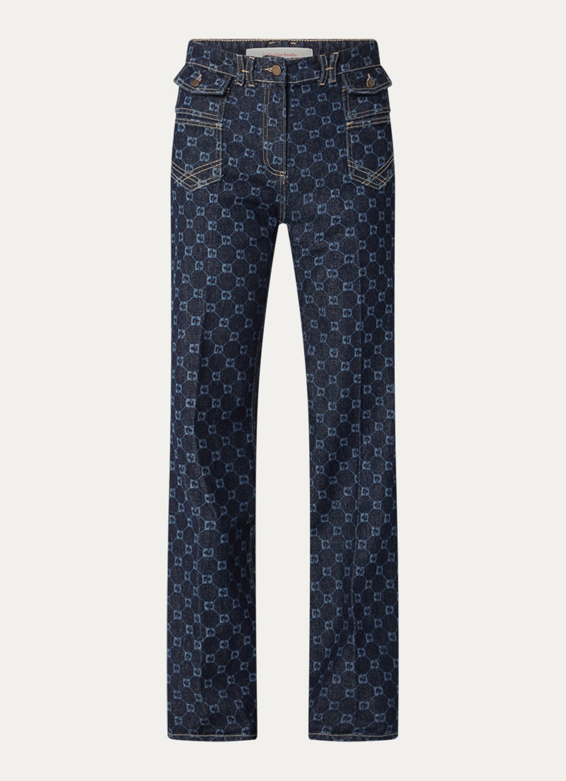 Gerard Darel Anna high waist flared jeans met print - voorkant 3 indigo