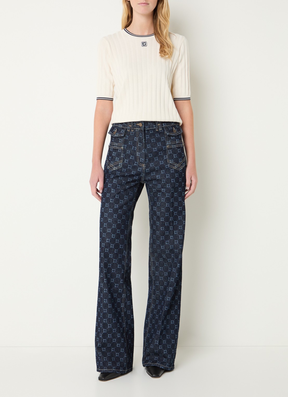Gerard Darel Anna high waist flared jeans met print - voorkant 4 indigo