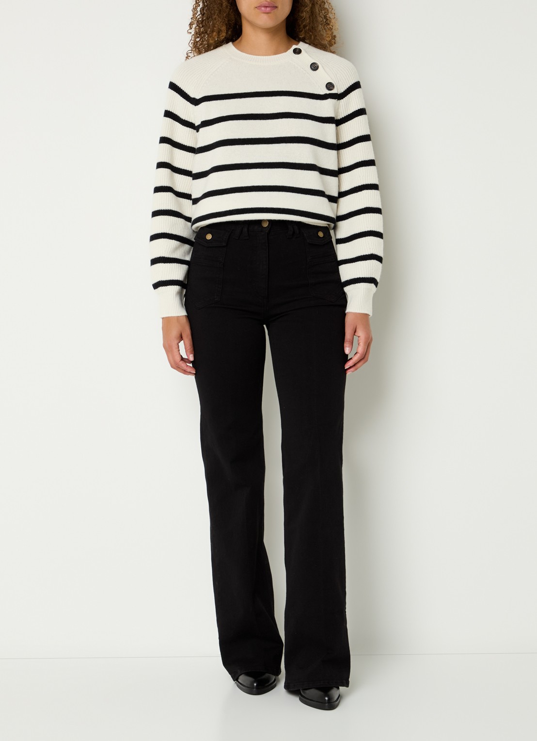 Gerard Darel Anna high waist loose fit jeans met stretch - voorkant 2 zwart