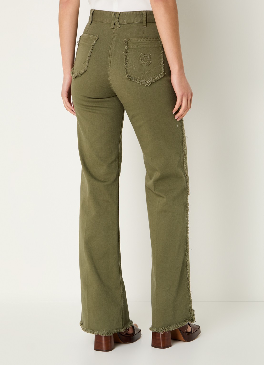 Gerard Darel ANNA high waist straight leg jeans met gekleurde wassing - achterkant 2 legergroen