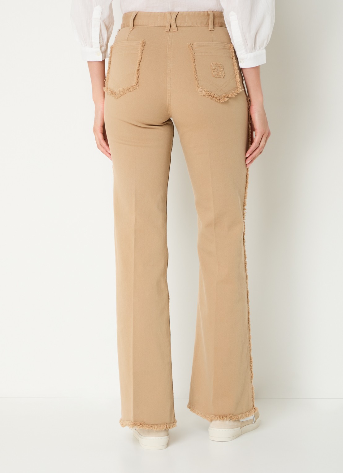 Gerard Darel ANNA high waist straight leg jeans met gekleurde wassing - achterkant 2 zand