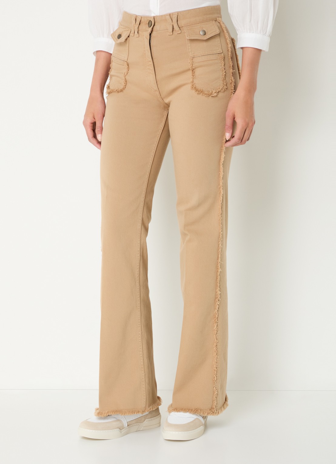 Gerard Darel ANNA high waist straight leg jeans met gekleurde wassing - detail zand