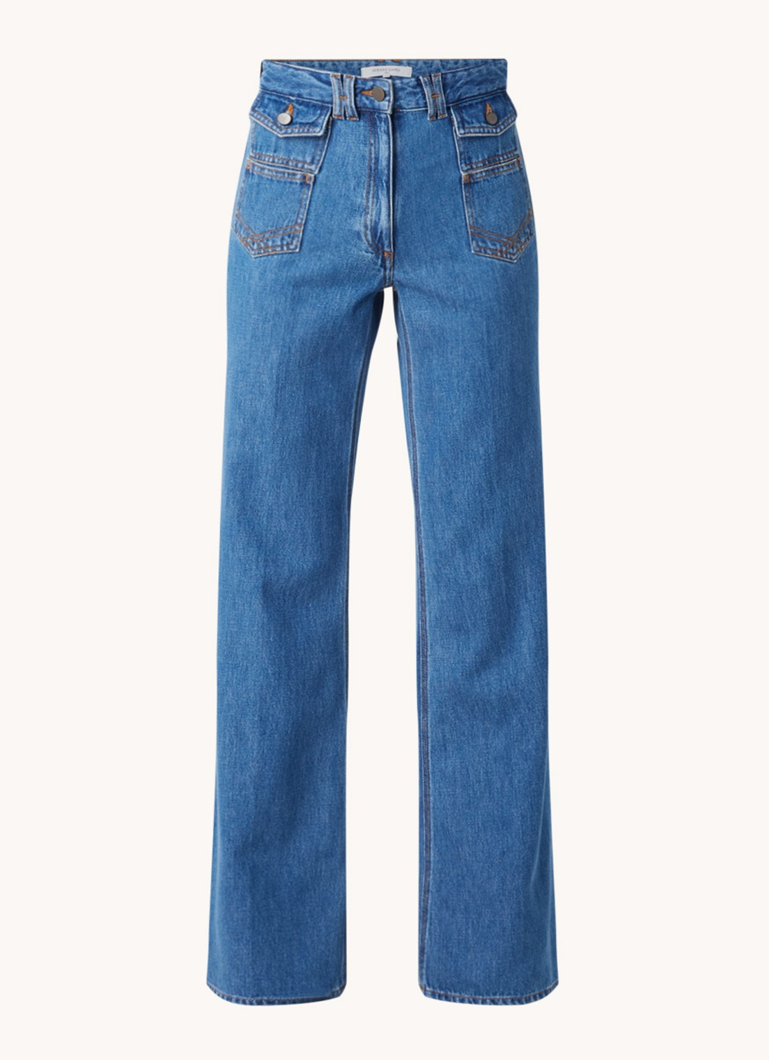 Gerard Darel Anna mid waist wide leg jeans met klepzakken - voorkant 3 indigo