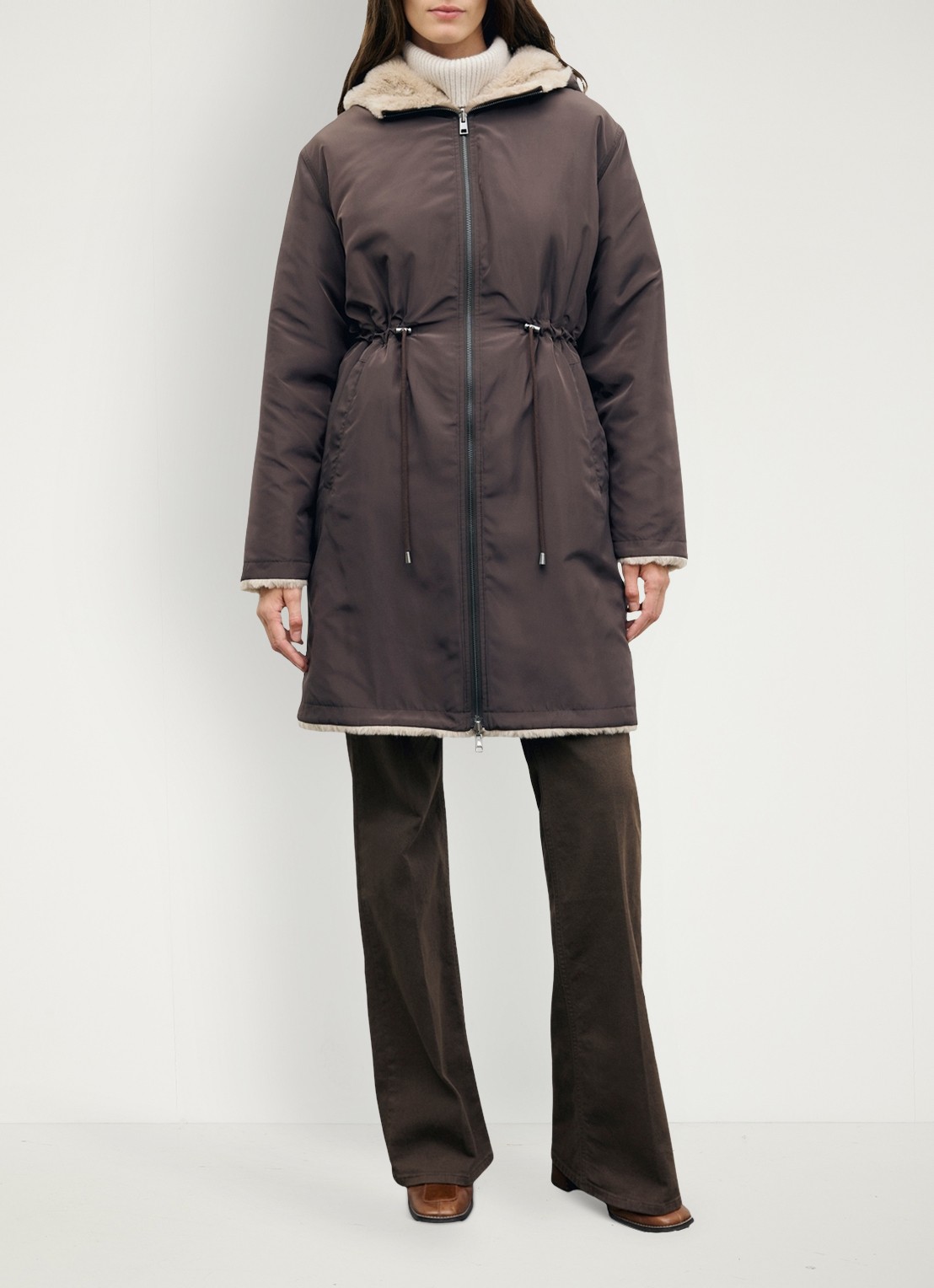 Gerard Darel Anny reversible parka met capuchon - detail 2 bruin