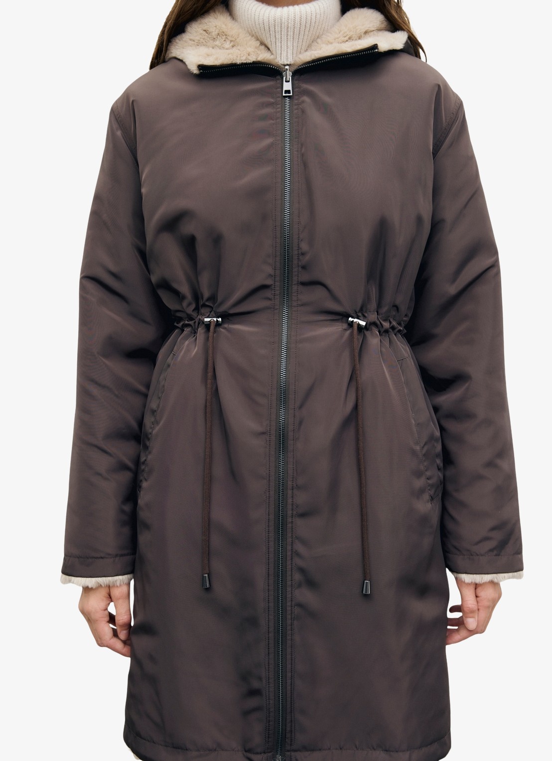 Gerard Darel Anny reversible parka met capuchon - detail 3 bruin