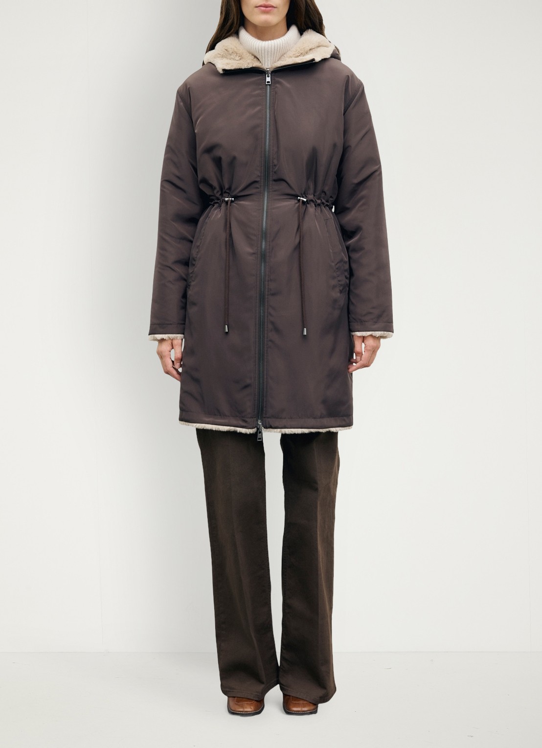 Gerard Darel Anny reversible parka met capuchon - voorkant 5 bruin