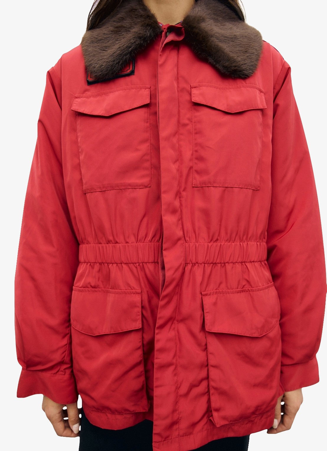 Gerard Darel Antmer parka met afneembare kraag van imitatiebont - detail 4 rood