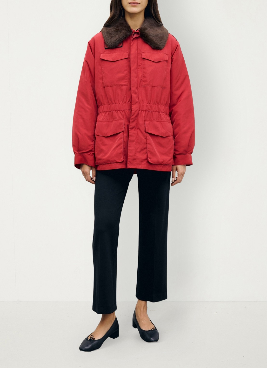 Gerard Darel Antmer parka met afneembare kraag van imitatiebont - detail 5 rood