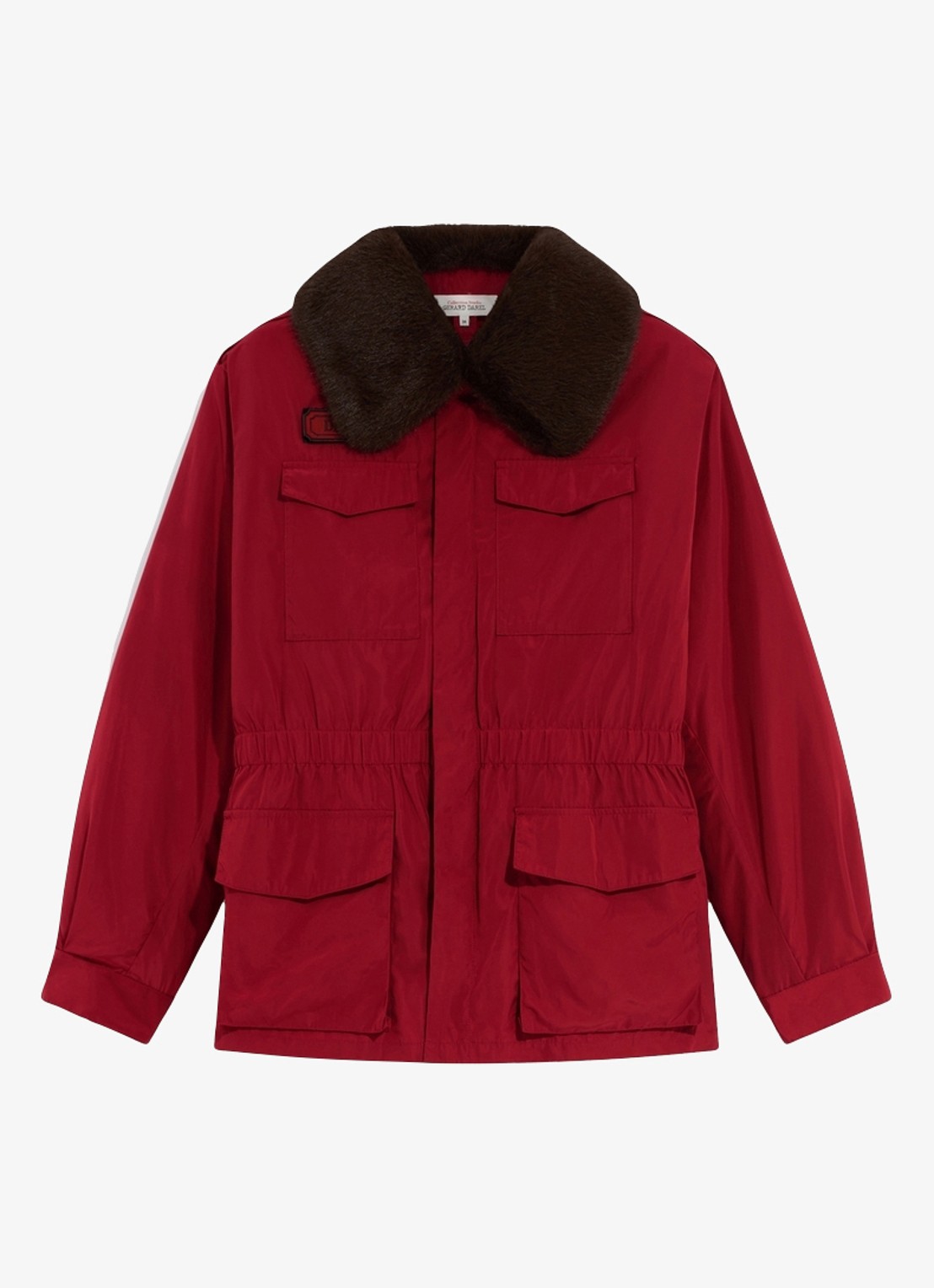 Gerard Darel Antmer parka met afneembare kraag van imitatiebont - voorkant rood