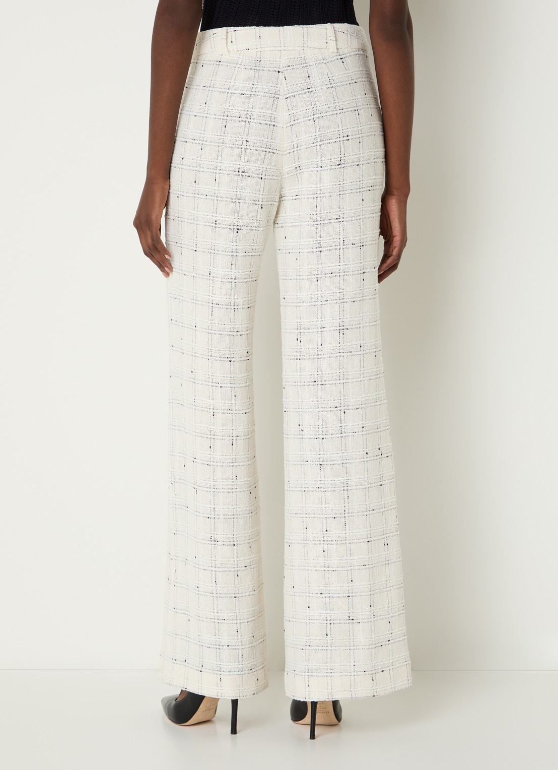 Gerard Darel Ariela mid waist flared fit broek met ruitdessin - achterkant creme