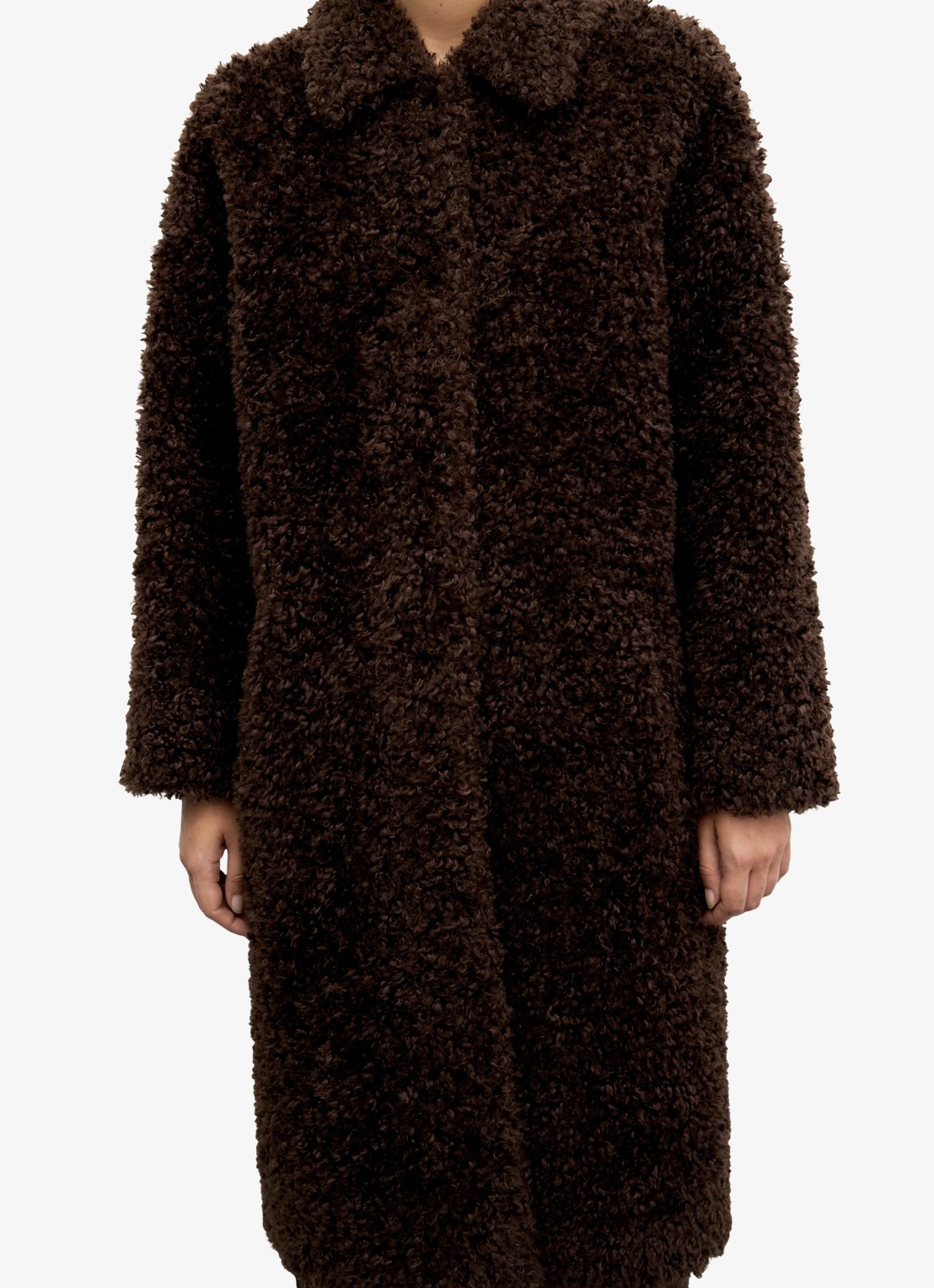 Gerard Darel Asta mantel van teddy - detail 2 donkerbruin