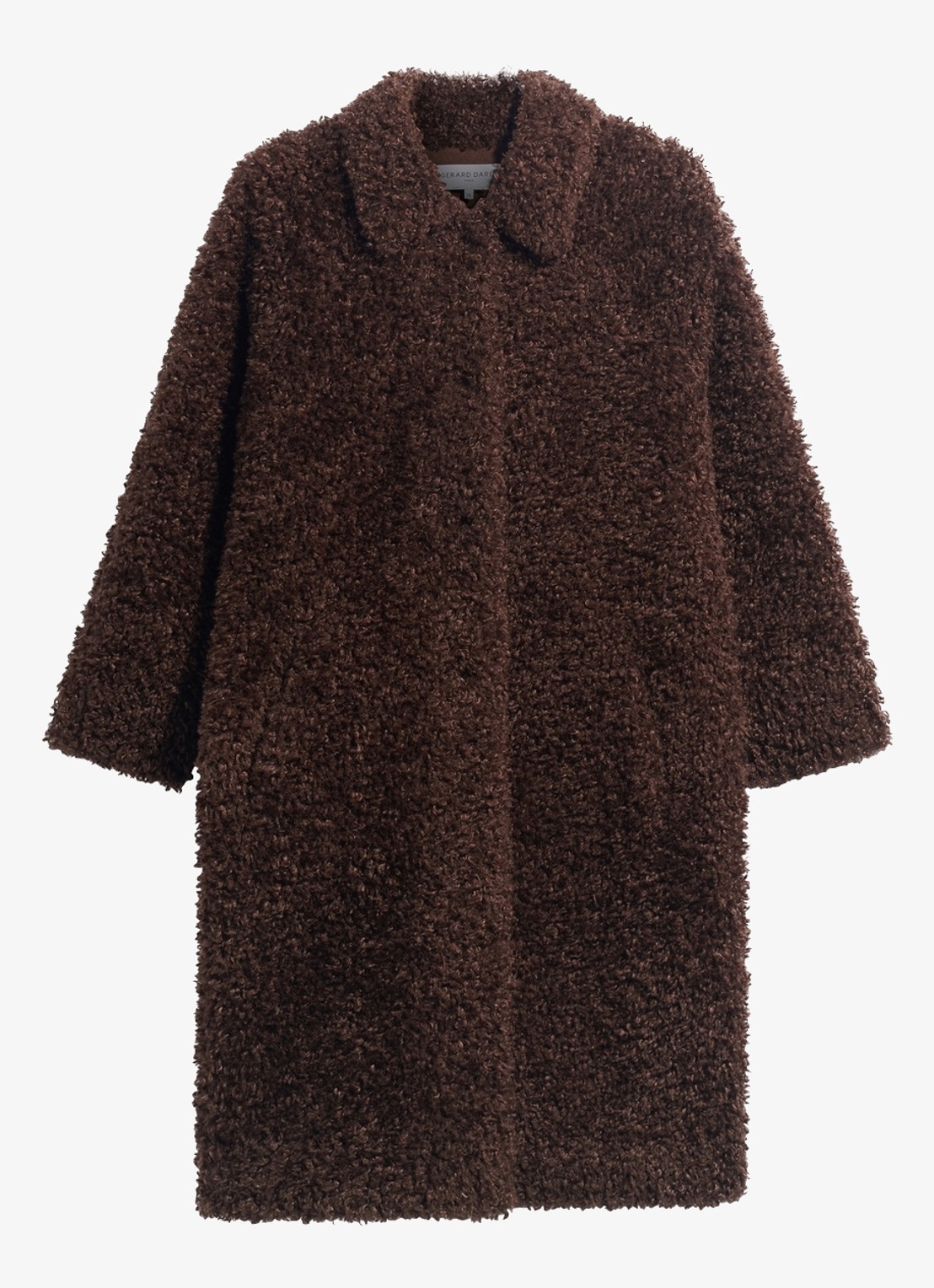 Gerard Darel Asta mantel van teddy - voorkant 3 donkerbruin