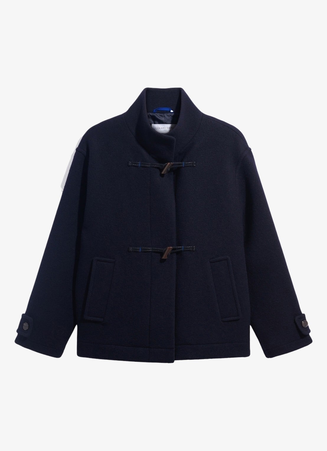Gerard Darel Aure korte mantel in wolblend - voorkant blauw