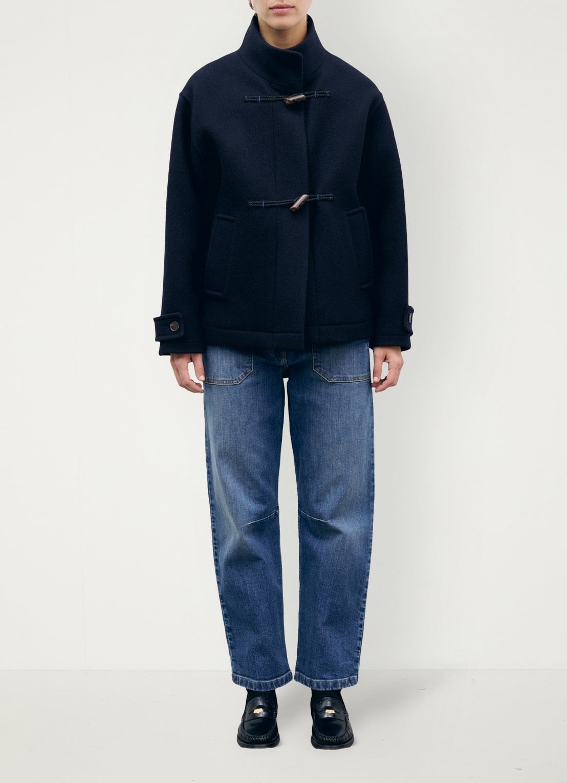 Gerard Darel Aure korte mantel in wolblend - voorkant 2 blauw