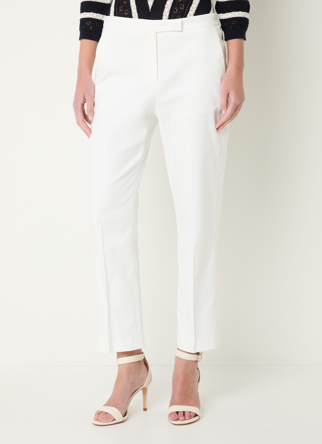 Gerard Darel Auria high waist cropped slim fit pantalon met steekzakken - detail 3 gebroken wit