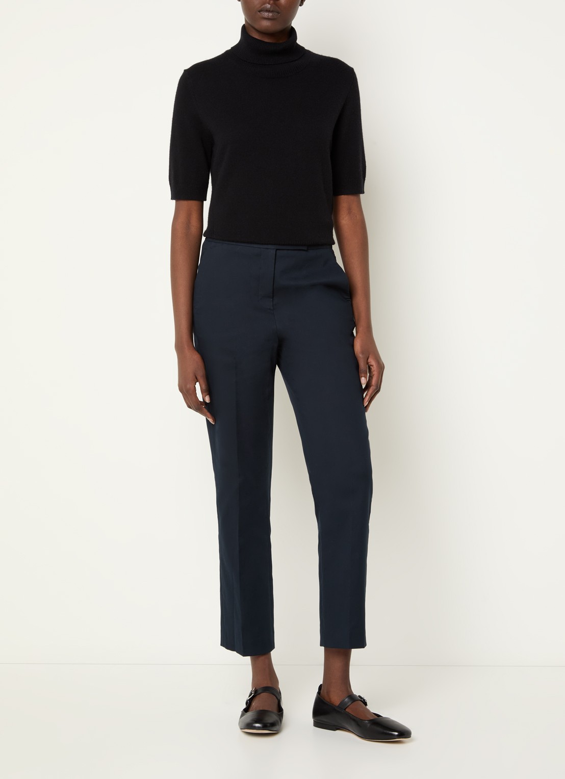 Gerard Darel Auria high waist cropped slim fit pantalon met steekzakken - voorkant 3 donkerblauw