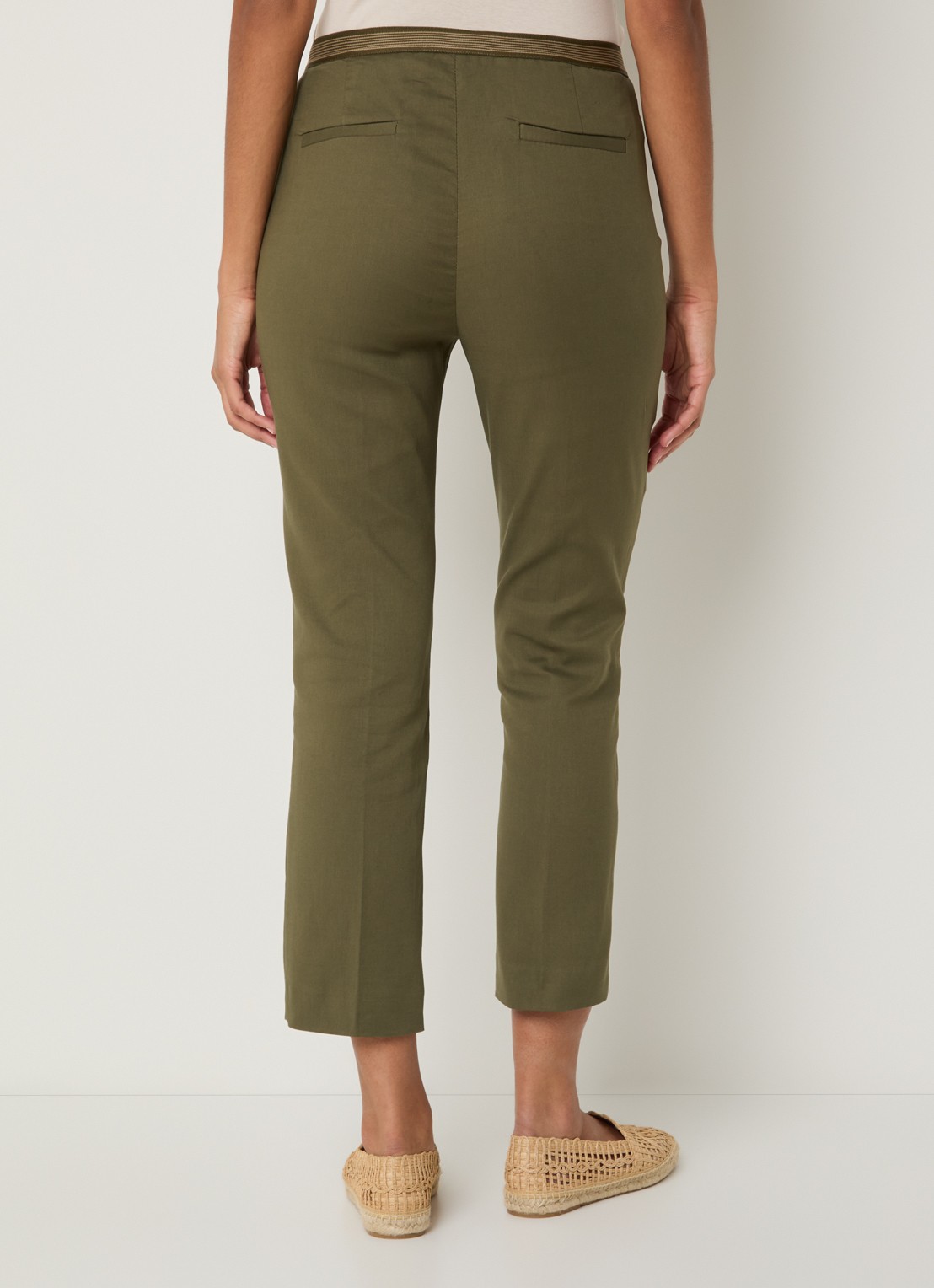 Gerard Darel Auria high waist cropped slim fit pantalon met steekzakken - achterkant bronsgroen