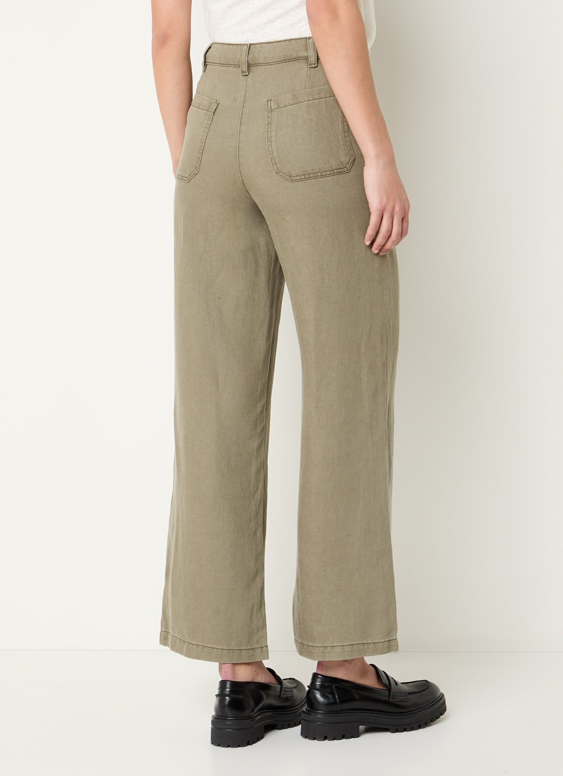 Gerard Darel Azilia high waist wide fit chino met steekzakken - achterkant 3 mosgroen
