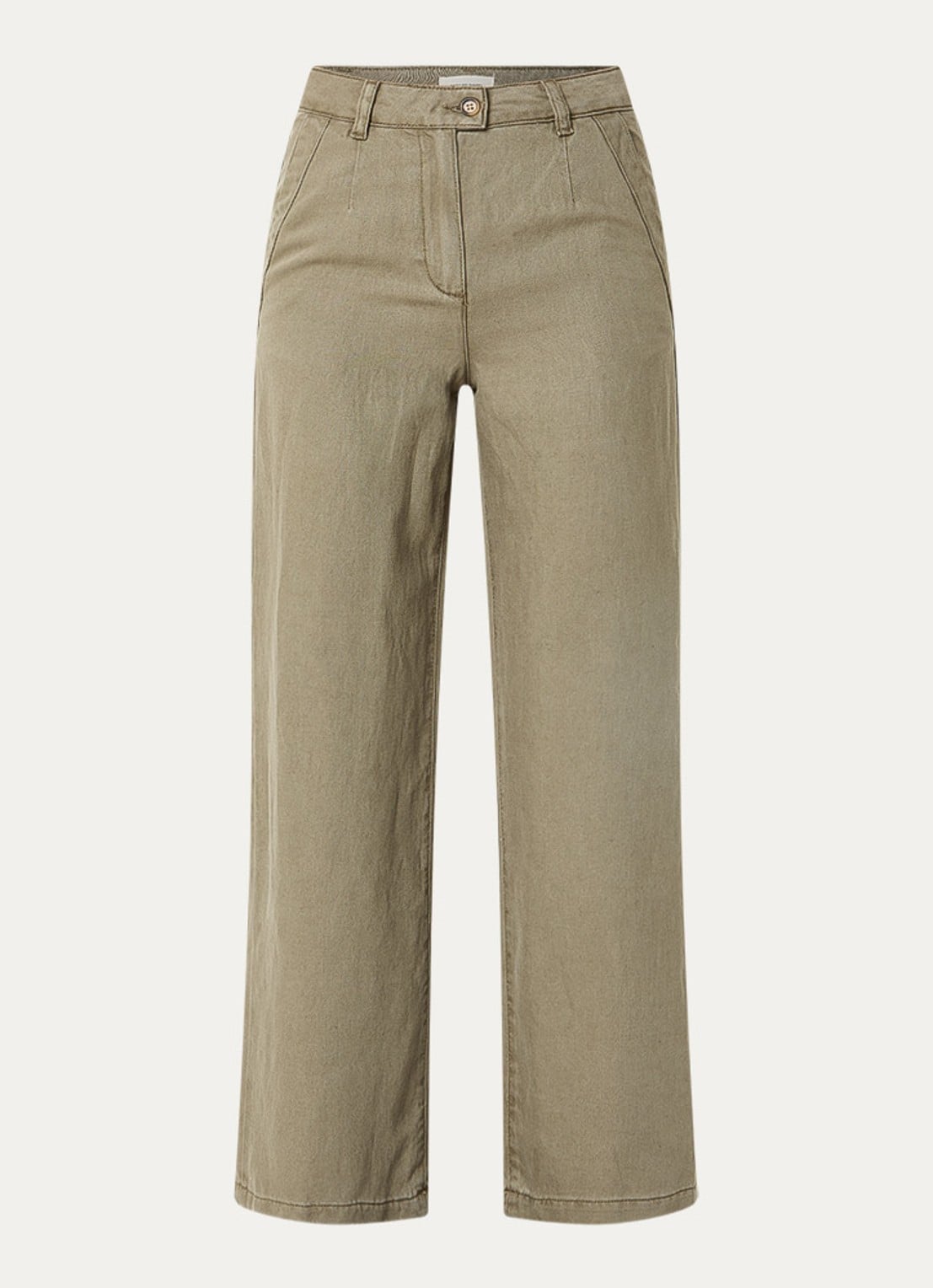 Gerard Darel Azilia high waist wide fit chino met steekzakken - voorkant mosgroen