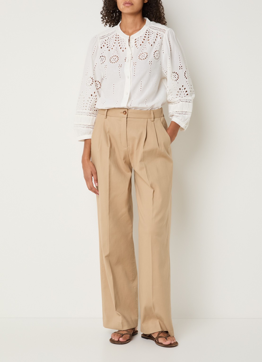 Gerard Darel Azra high waist loose fit pantalon met steekzakken - voorkant 2 camel