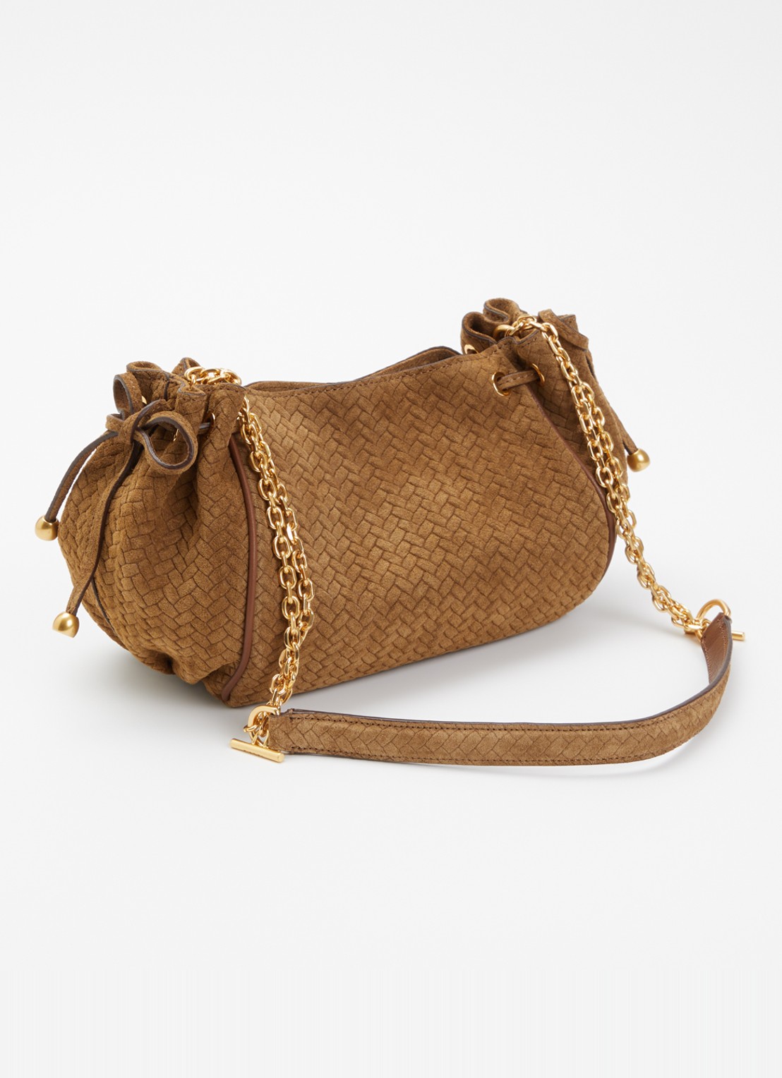 Gerard Darel Bag Le Mini crossbodytas van suède - achterkant taupe