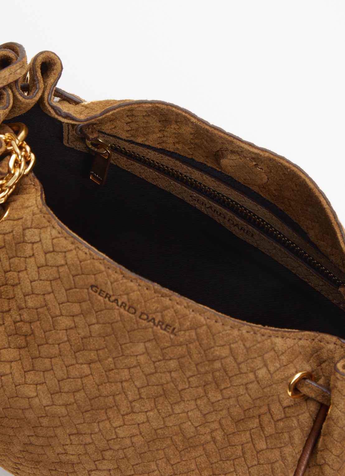 Gerard Darel Bag Le Mini crossbodytas van suède - detail 3 taupe