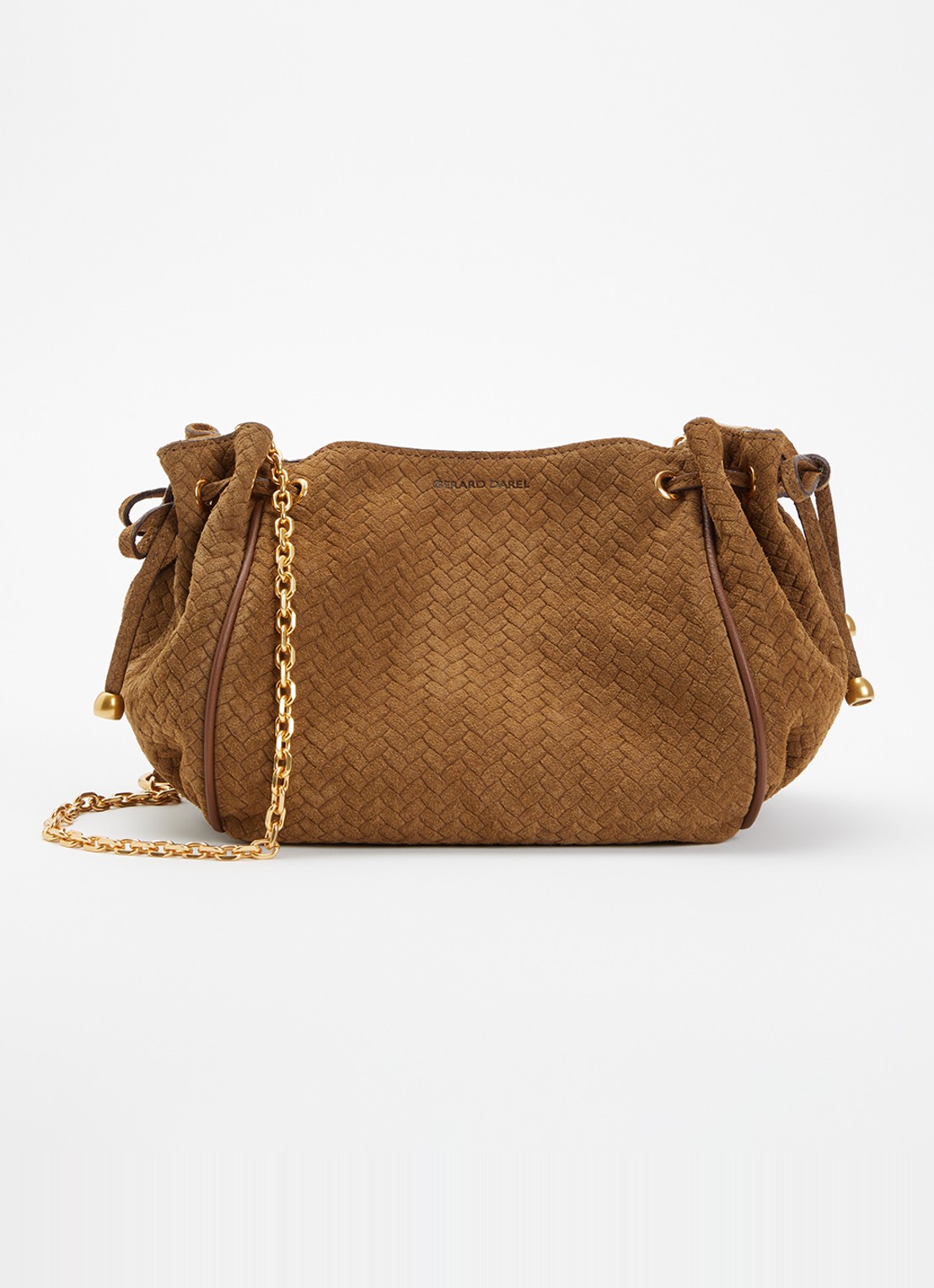 Gerard Darel Bag Le Mini crossbodytas van suède - voorkant 2 taupe