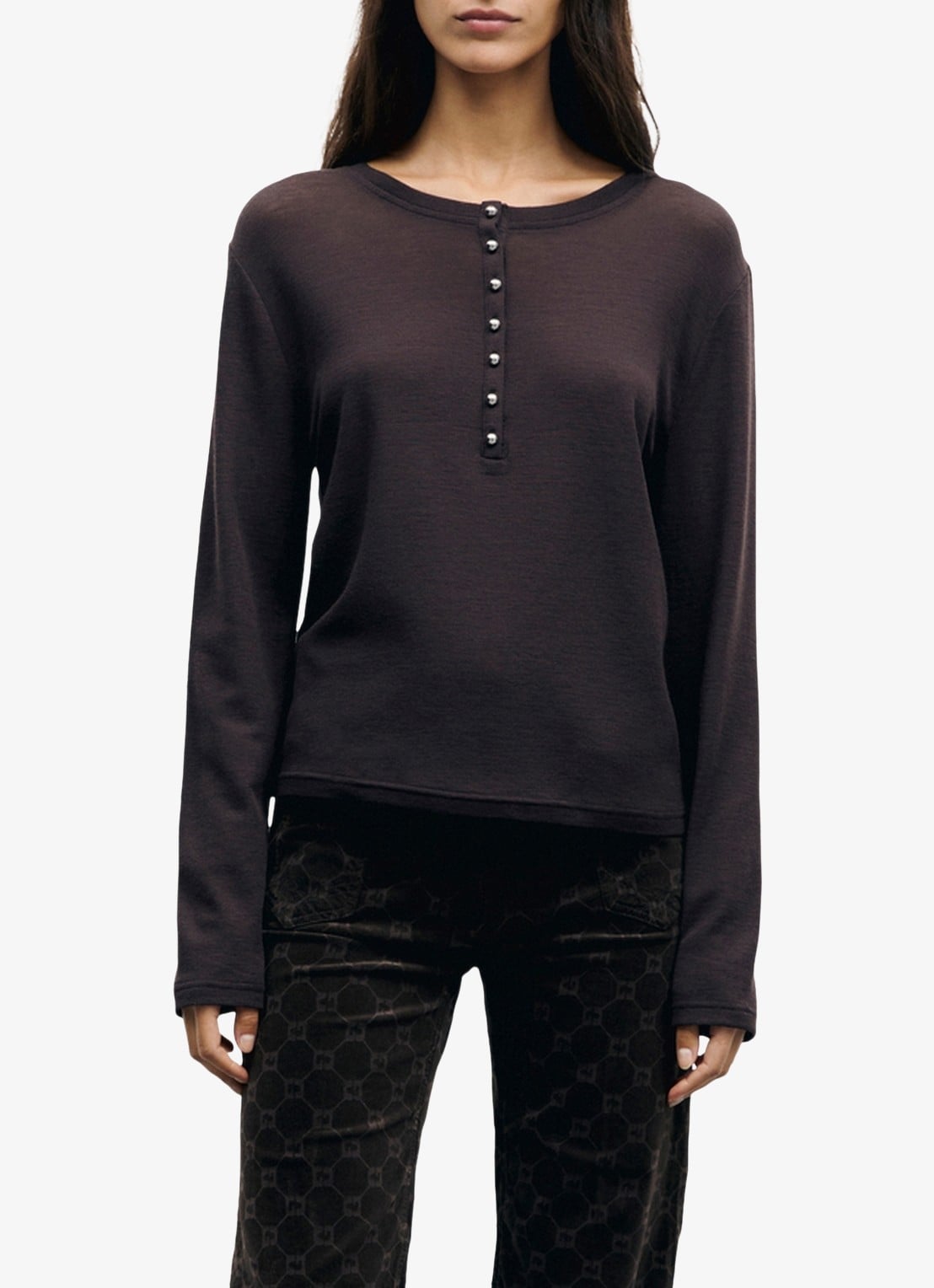 Gerard Darel Balie longsleeve van wol - detail 4 bruin