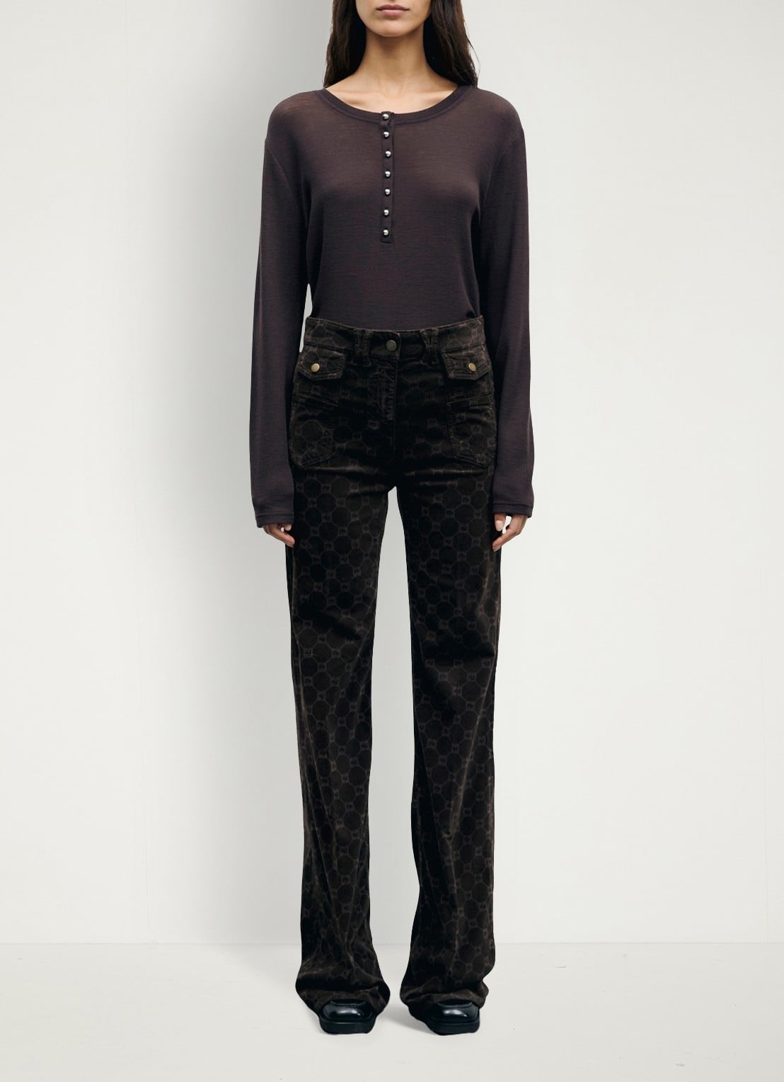 Gerard Darel Balie longsleeve van wol - voorkant 2 bruin