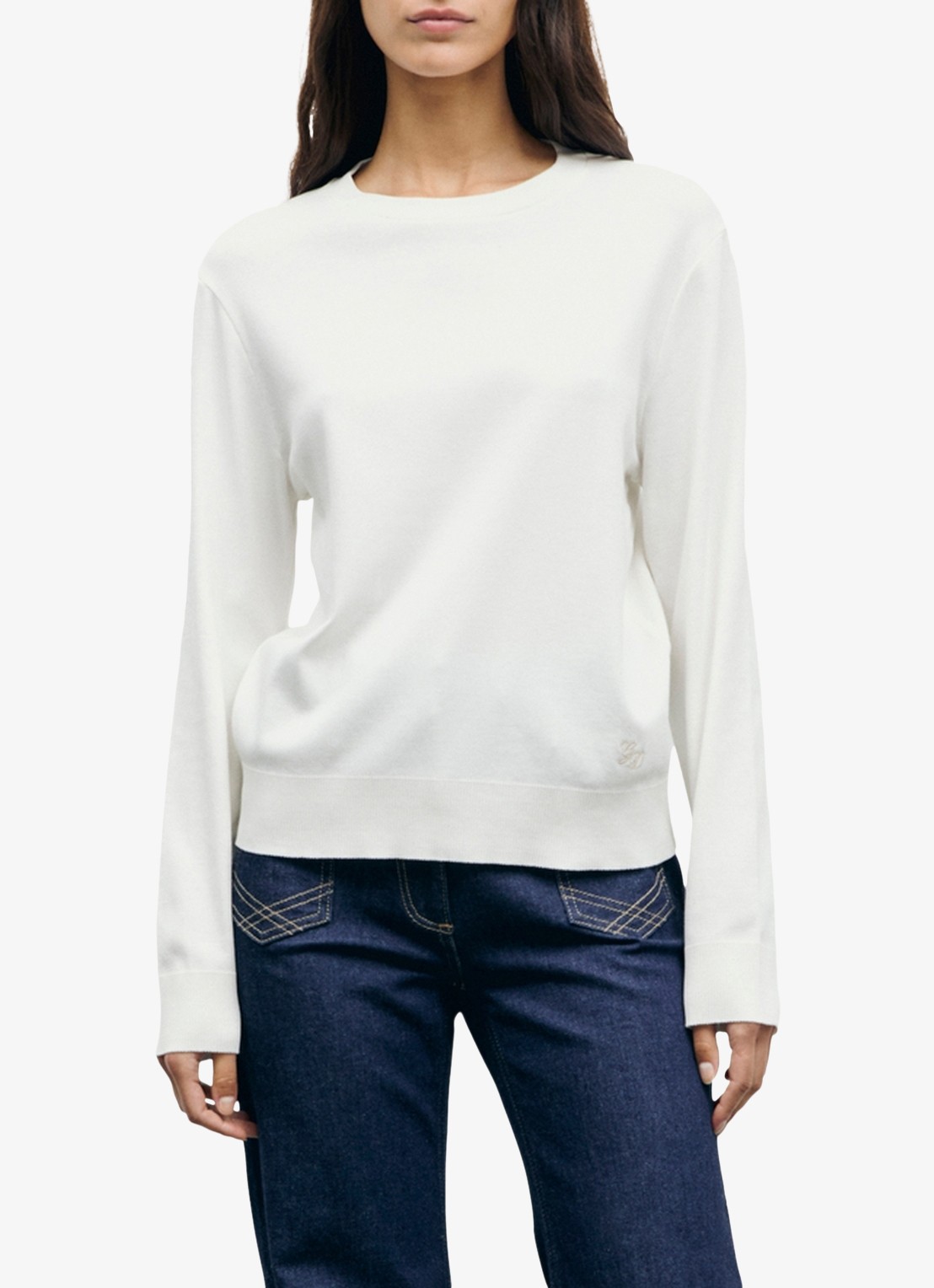 Gerard Darel Bara longsleeve met logoborduring - detail creme