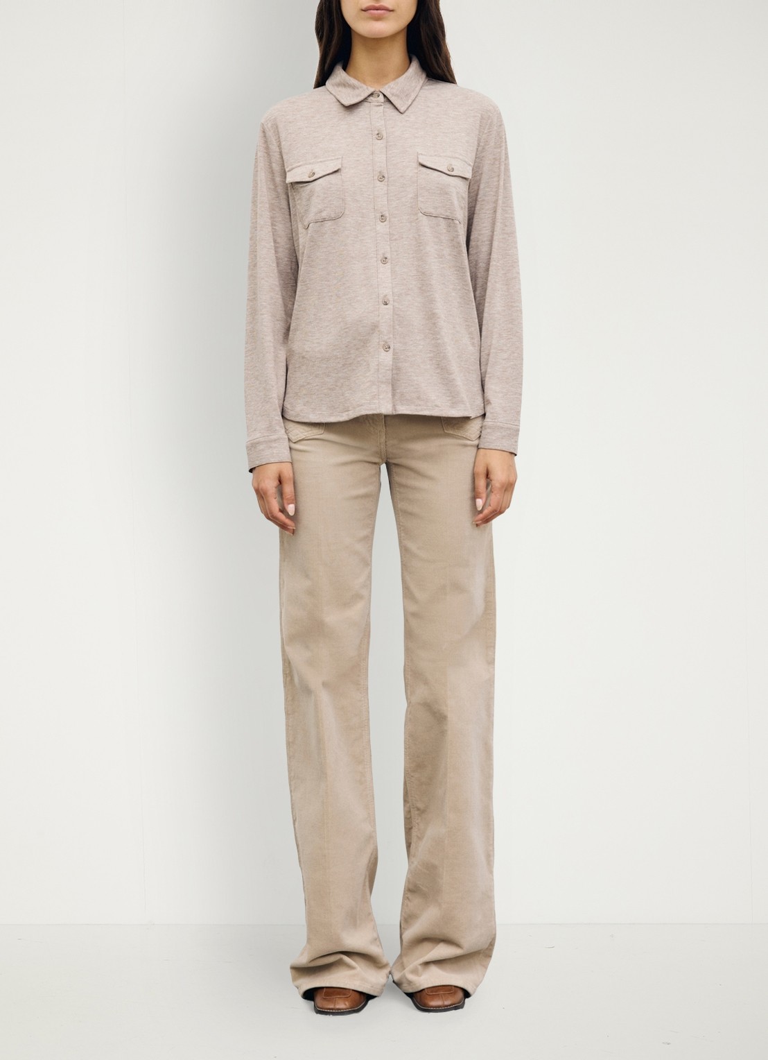 Gerard Darel Barba blouse met borstzakken - voorkant 2 beige