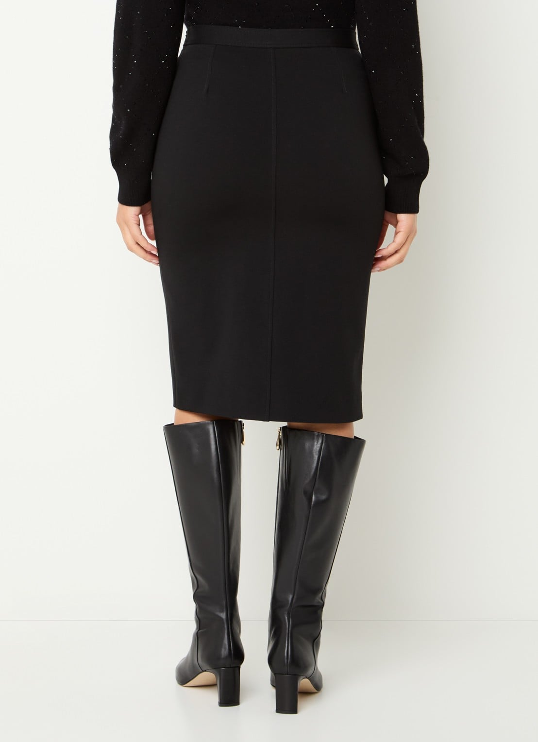 Gerard Darel Beatrice midi kokerrok met siernaad - achterkant zwart