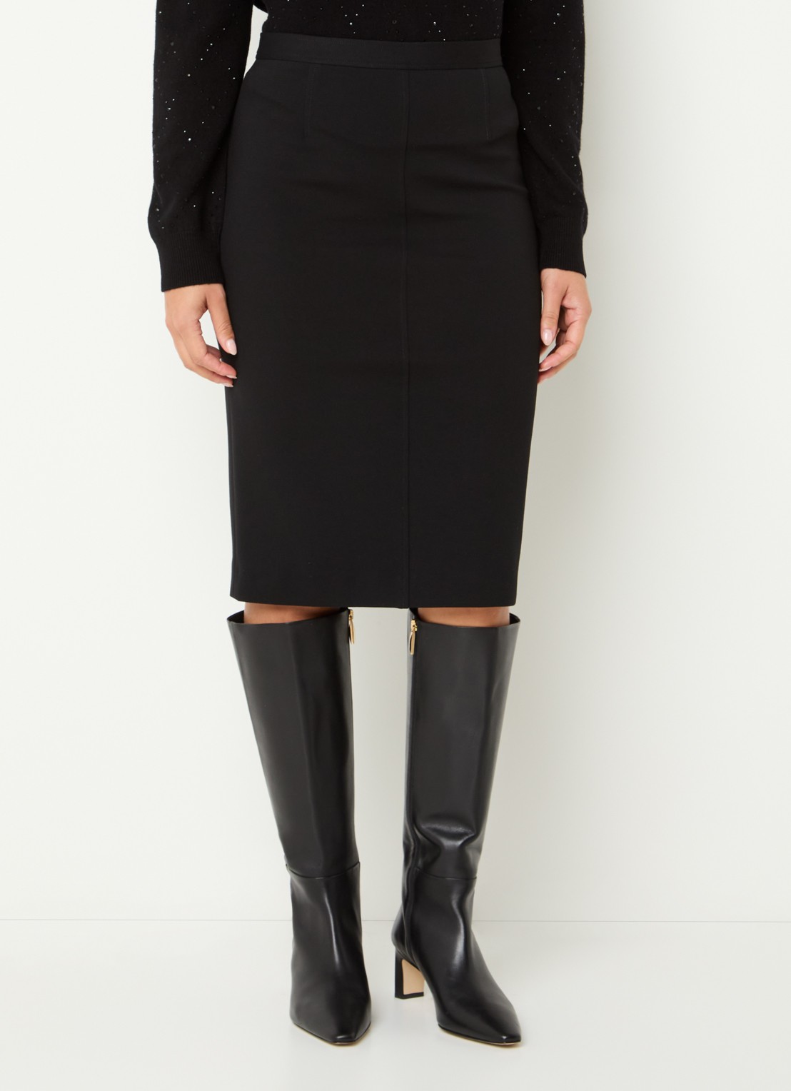 Gerard Darel Beatrice midi kokerrok met siernaad - detail 4 zwart