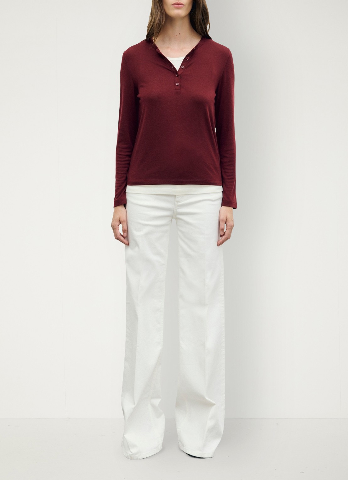 Gerard Darel Becca longsleeve in wolblend - voorkant 4 donkerrood
