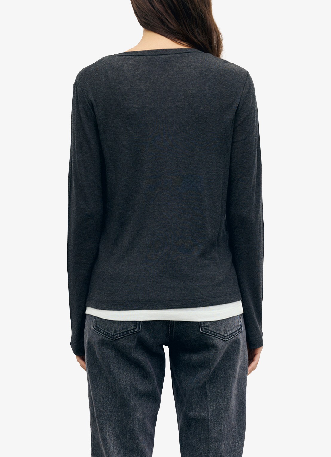 Gerard Darel Becca longsleeve in wolblend - achterkant 4 donkergrijs
