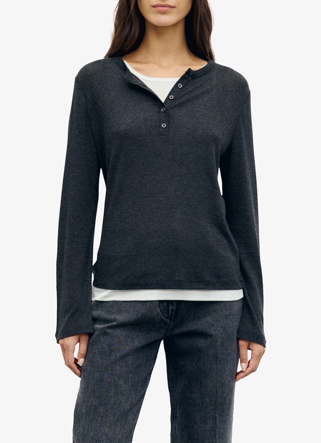 Gerard Darel Becca longsleeve in wolblend - detail 3 donkergrijs