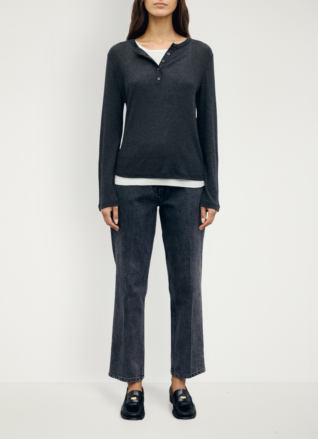Gerard Darel Becca longsleeve in wolblend - voorkant 2 donkergrijs